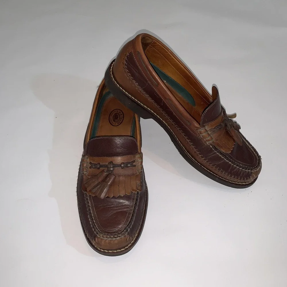 H.S. Trask Shoes Mens Size 10.5 Brown Leather Slip On Tassel Loafers H1175